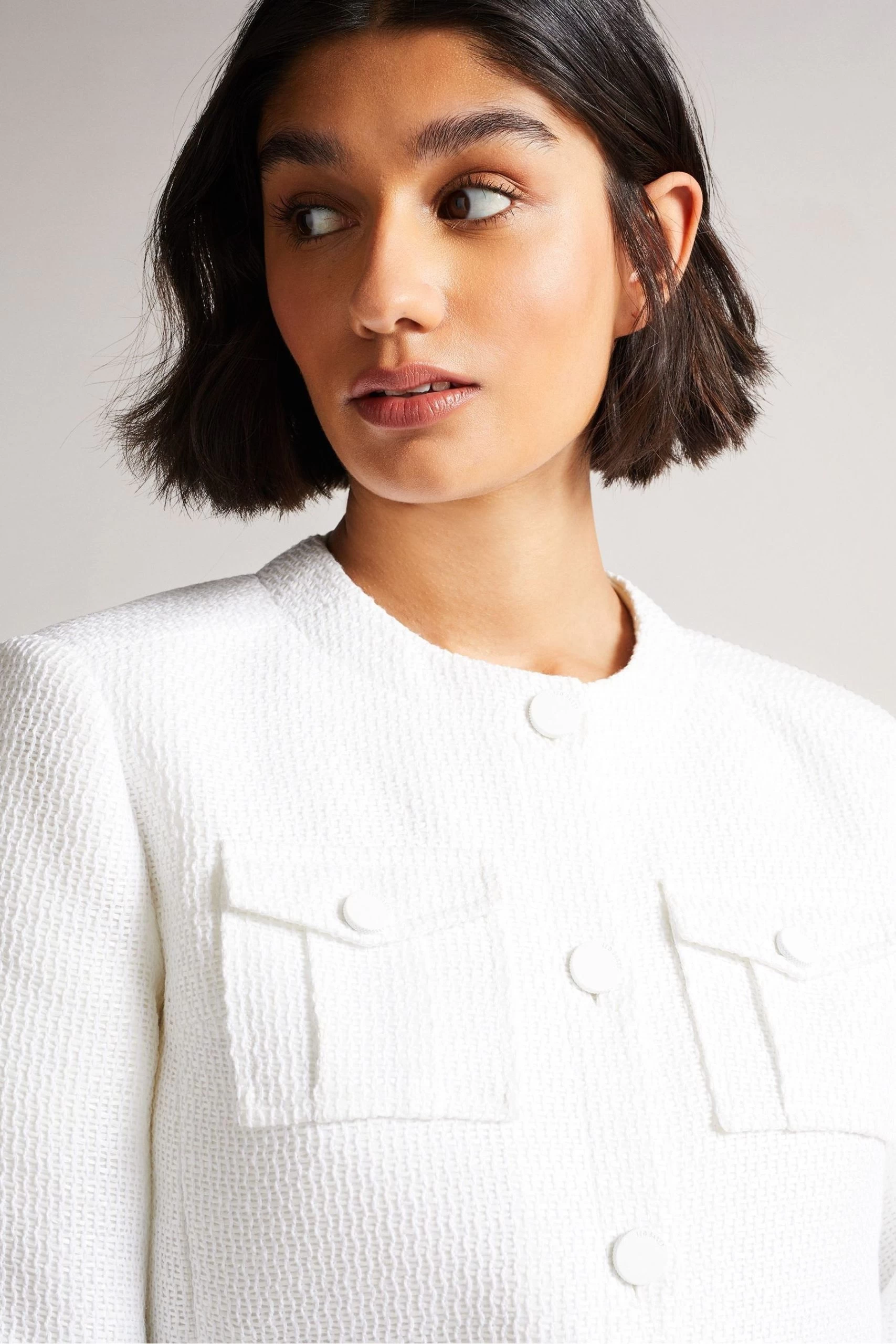 Ted Baker White Alera Cropped Boxy Jacket With Cargo Styling 6 Ted Baker White Alera Cropped Boxy Jacket With Cargo Styling - Image 4