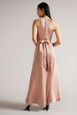 Ted Baker Mmilly Dusky Pink High Low Halter Dress -Ted Baker Shop T86416s3