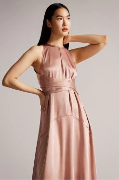 Ted Baker Mmilly Dusky Pink High Low Halter Dress -Ted Baker Shop T86416s4