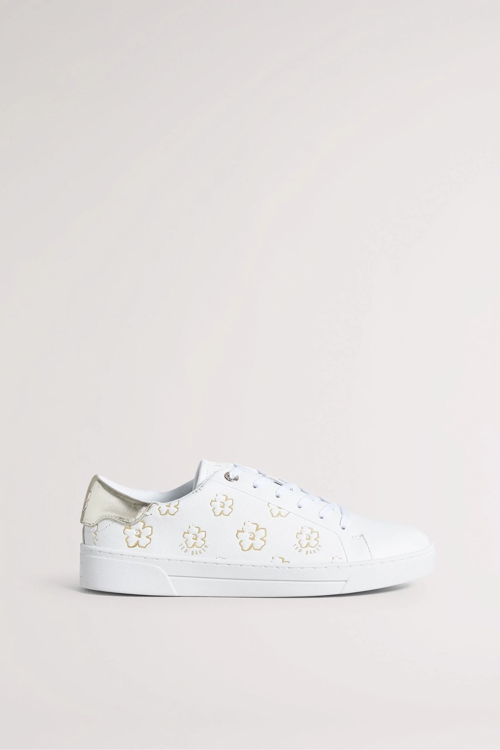 Ted Baker Taliy White Gold Magnolia Flower Cupsole Trainers 3 Ted Baker Taliy White Gold Magnolia Flower Cupsole Trainers