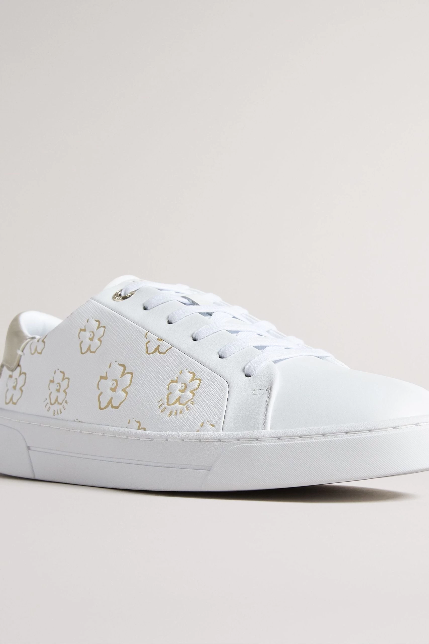 Ted Baker Taliy White Gold Magnolia Flower Cupsole Trainers 4 Ted Baker Taliy White Gold Magnolia Flower Cupsole Trainers - Image 2