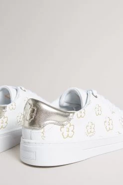 Ted Baker Taliy White Gold Magnolia Flower Cupsole Trainers 8 Ted Baker Taliy White Gold Magnolia Flower Cupsole Trainers -Ted Baker Shop T86420s3