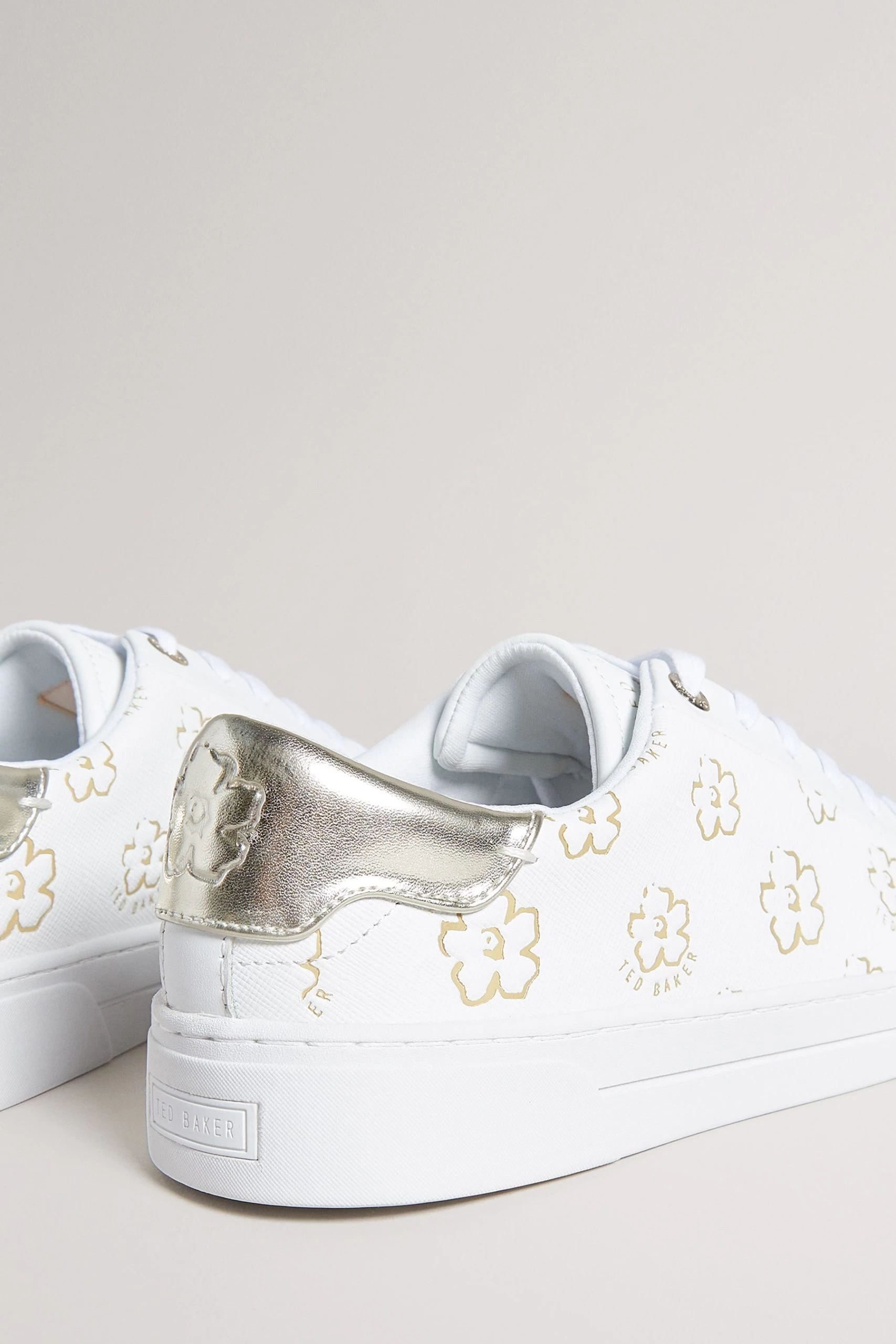 Ted Baker Taliy White Gold Magnolia Flower Cupsole Trainers 5 Ted Baker Taliy White Gold Magnolia Flower Cupsole Trainers - Image 3