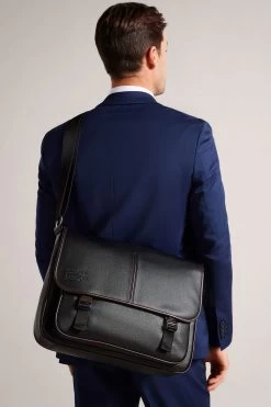 Ted Baker Josper Black Recycled Pu Messenger Bag