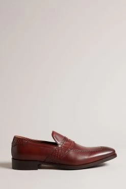 Ted Baker Brown Antoinn Crocodile Effect Leather Formal Loafers