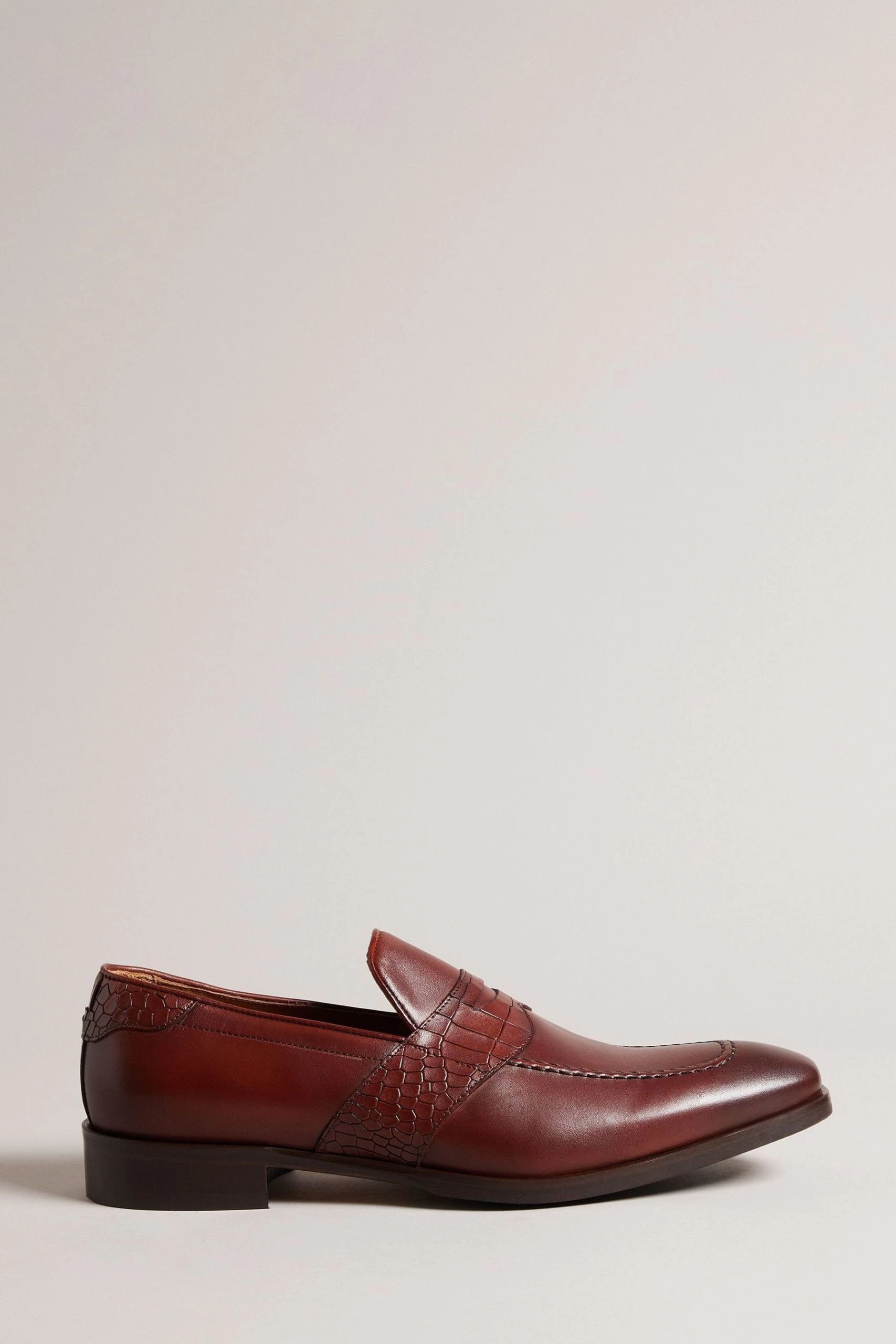 Ted Baker Brown Antoinn Crocodile Effect Leather Formal Loafers 3 Ted Baker Brown Antoinn Crocodile Effect Leather Formal Loafers