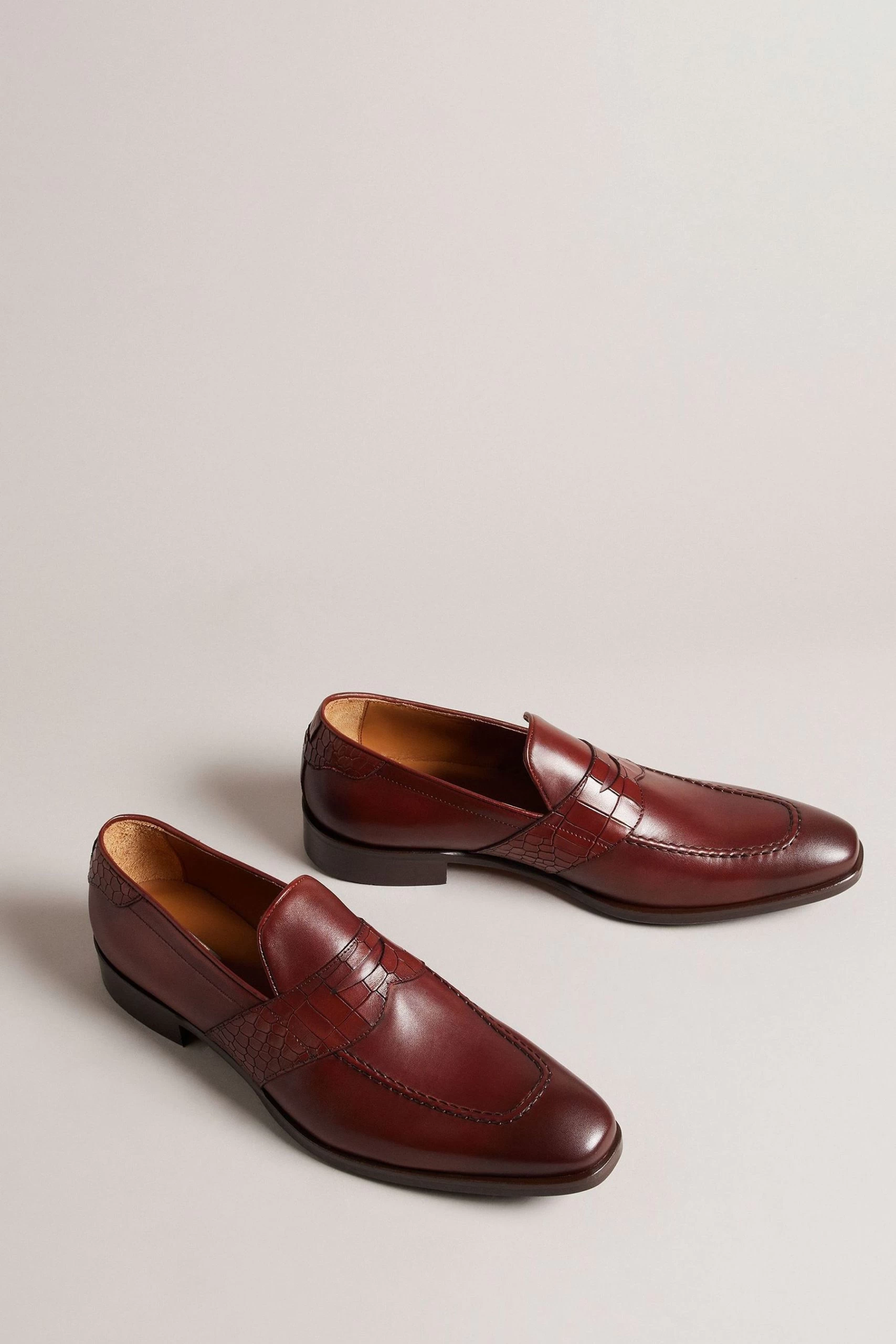 Ted Baker Brown Antoinn Crocodile Effect Leather Formal Loafers 4 Ted Baker Brown Antoinn Crocodile Effect Leather Formal Loafers - Image 2