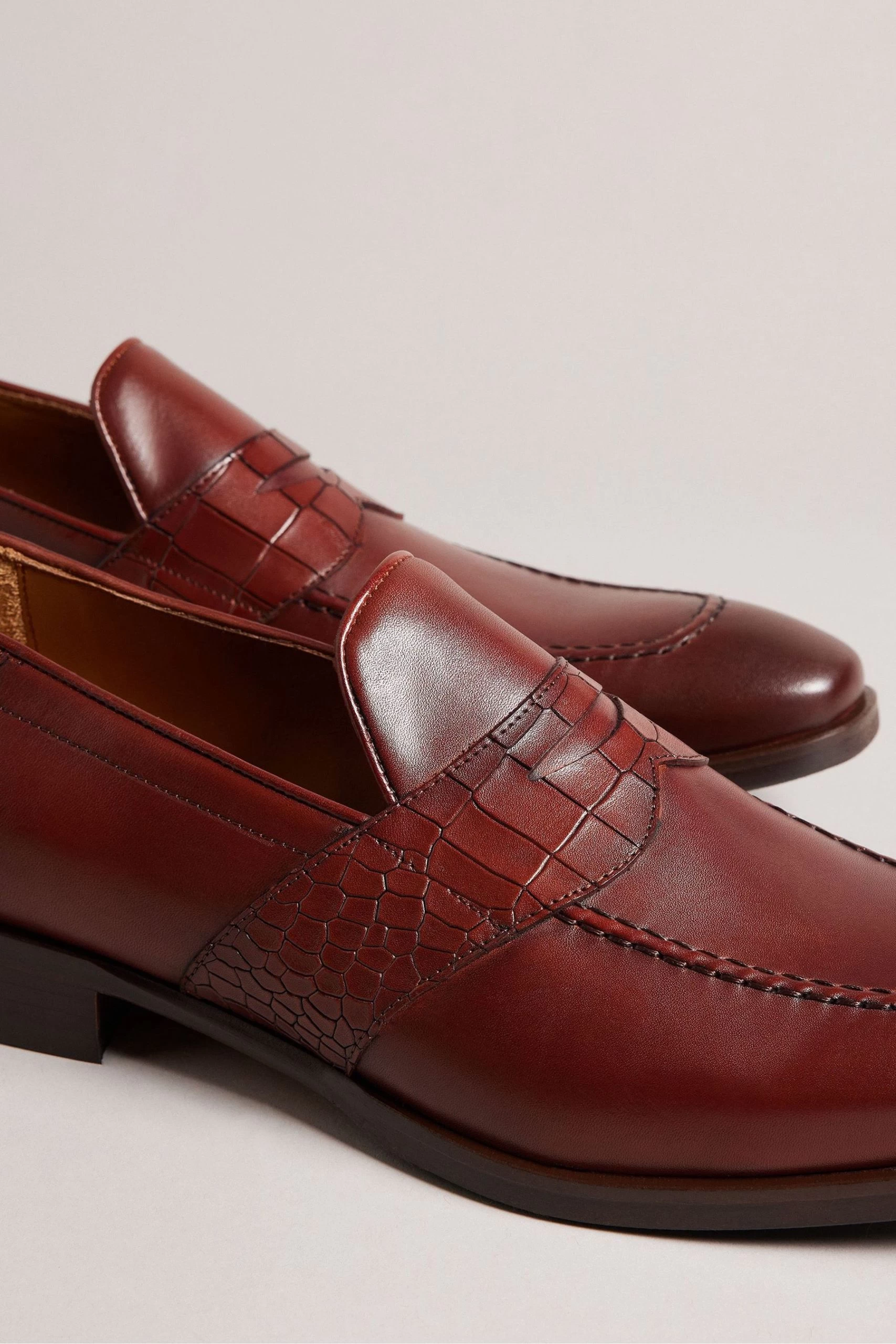 Ted Baker Brown Antoinn Crocodile Effect Leather Formal Loafers 5 Ted Baker Brown Antoinn Crocodile Effect Leather Formal Loafers - Image 3