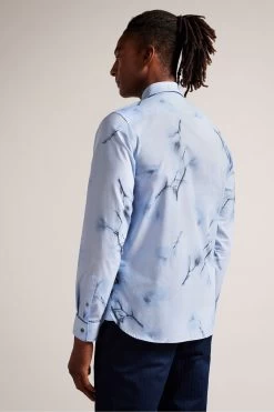 Ted Baker Louth Sky Blue Long Sleeve Photographic Print Shirt -Ted Baker Shop U11762s2