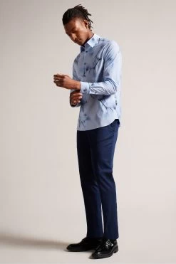 Ted Baker Louth Sky Blue Long Sleeve Photographic Print Shirt -Ted Baker Shop U11762s3