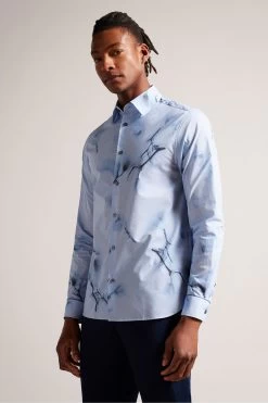 Ted Baker Louth Sky Blue Long Sleeve Photographic Print Shirt -Ted Baker Shop U11762s4