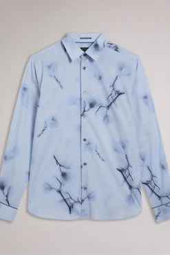 Ted Baker Louth Sky Blue Long Sleeve Photographic Print Shirt -Ted Baker Shop U11762s6
