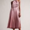 Ted Baker Pink Roxiey Halterneck Midi Dress 1 Ted Baker Pink Roxiey Halterneck Midi Dress -Ted Baker Shop U12 145s