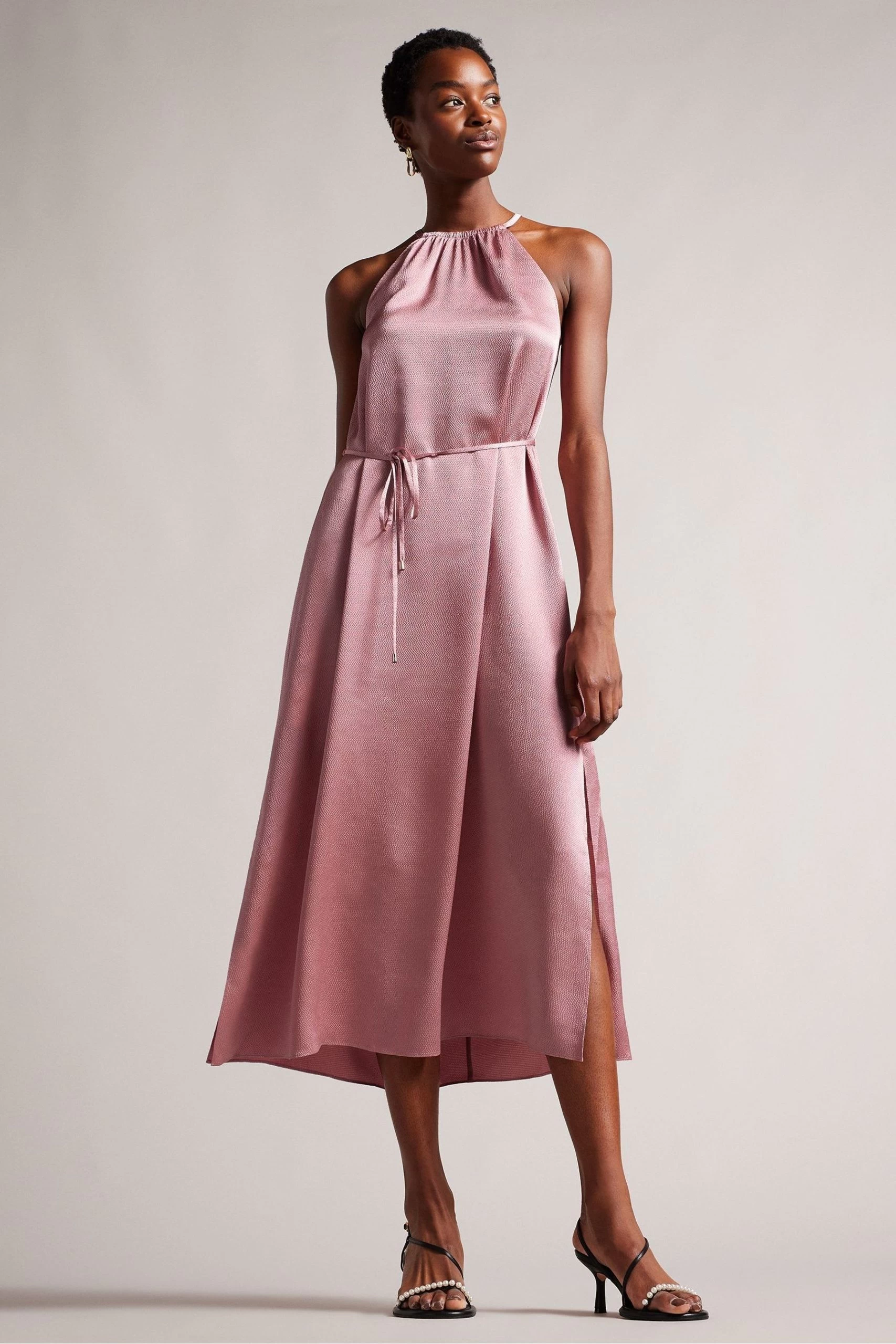 Ted Baker Pink Roxiey Halterneck Midi Dress 3 Ted Baker Pink Roxiey Halterneck Midi Dress
