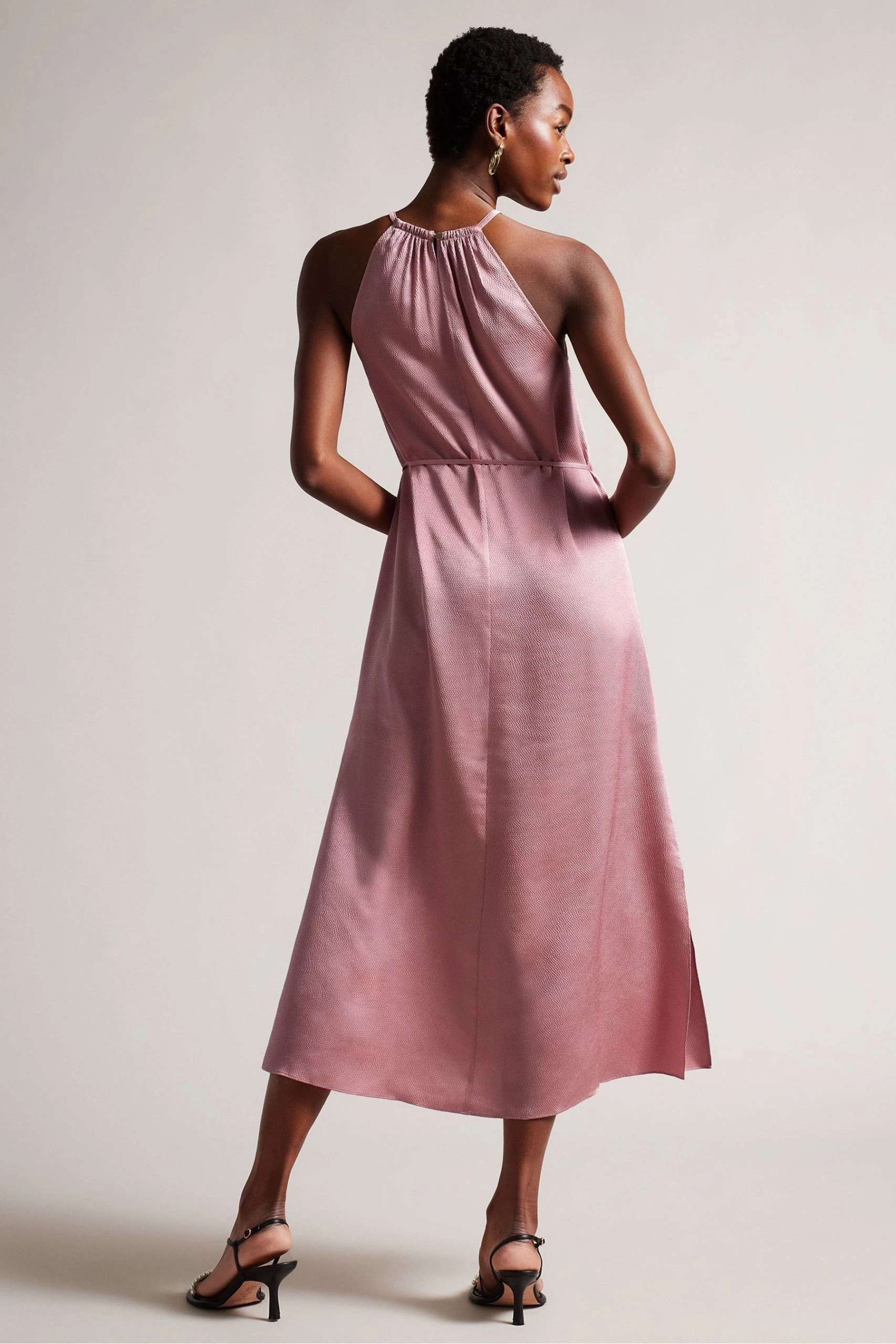 Ted Baker Pink Roxiey Halterneck Midi Dress 4 Ted Baker Pink Roxiey Halterneck Midi Dress - Image 2