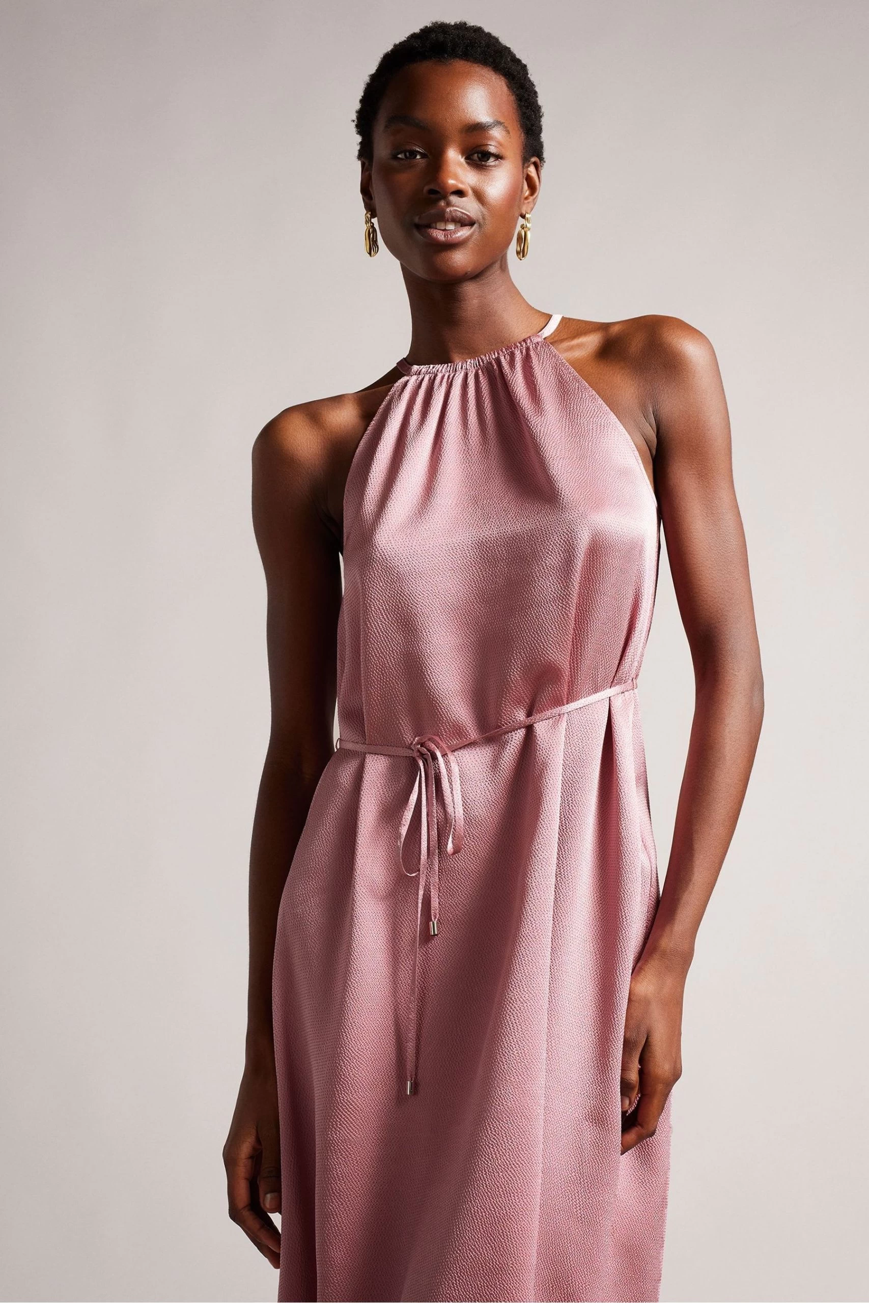 Ted Baker Pink Roxiey Halterneck Midi Dress 5 Ted Baker Pink Roxiey Halterneck Midi Dress - Image 3