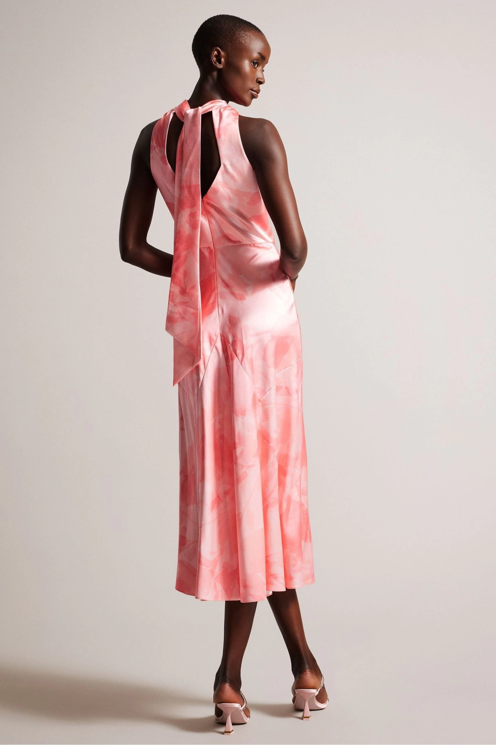 Ted Baker Pink Foreste Cowl Neck Bias Cut Midi Dress 4 Ted Baker Pink Foreste Cowl Neck Bias Cut Midi Dress - Image 2