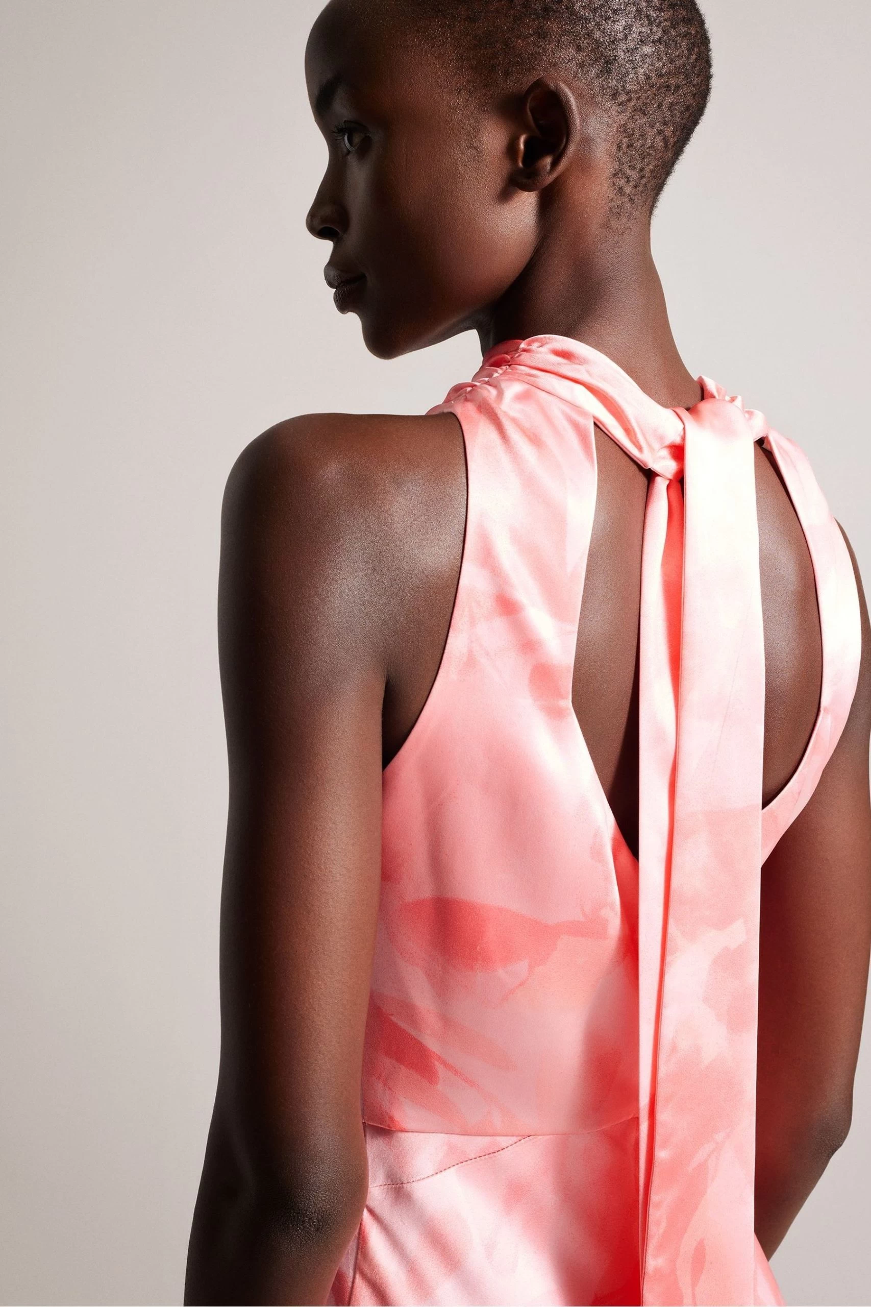 Ted Baker Pink Foreste Cowl Neck Bias Cut Midi Dress 6 Ted Baker Pink Foreste Cowl Neck Bias Cut Midi Dress - Image 4