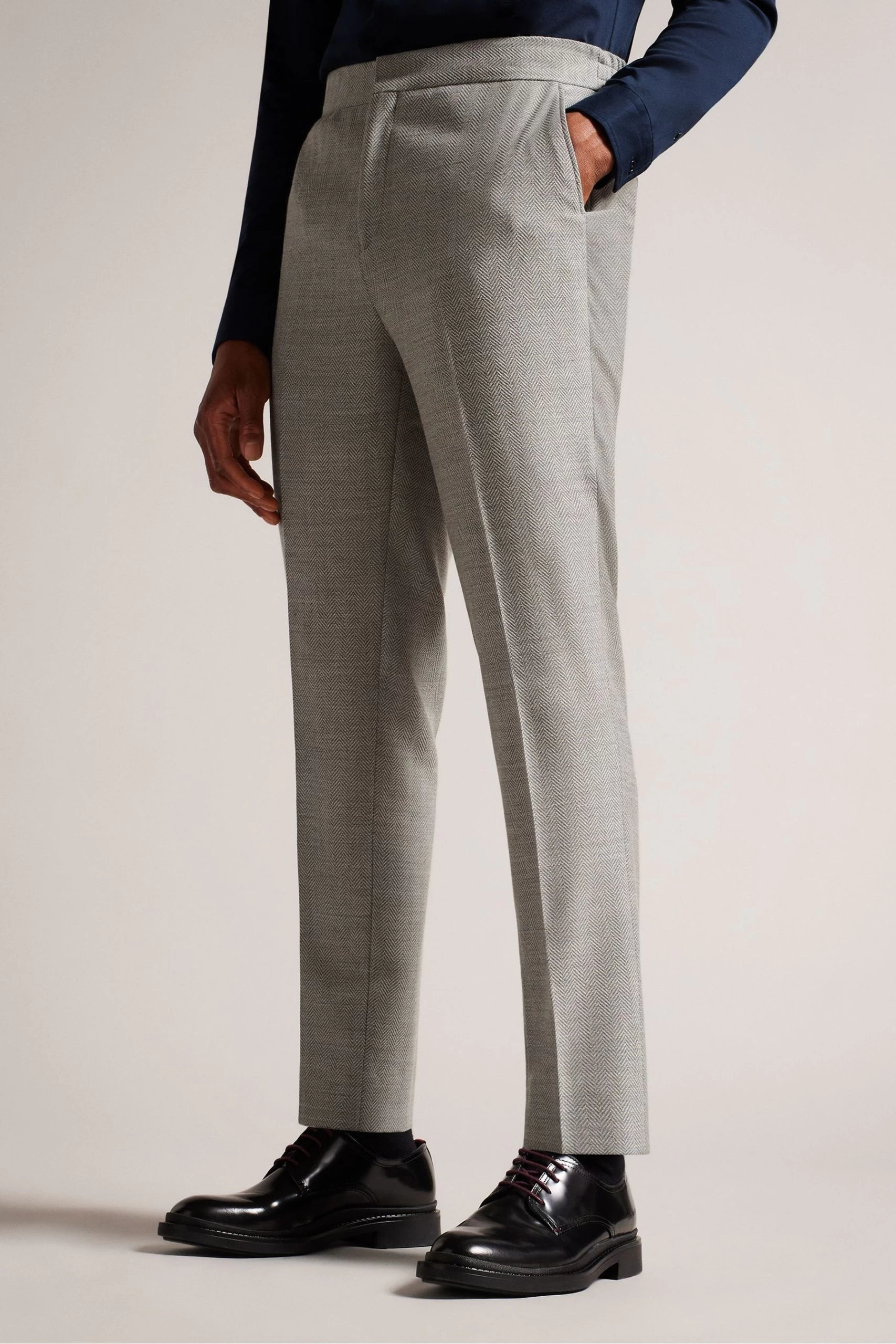 Ted Baker Grey Luccat Slim Fit Elasticated Trousers 3 Ted Baker Grey Luccat Slim Fit Elasticated Trousers