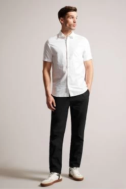 Ted Baker White Kingfrd Short Sleeve Linen Shirt -Ted Baker Shop U12247s3