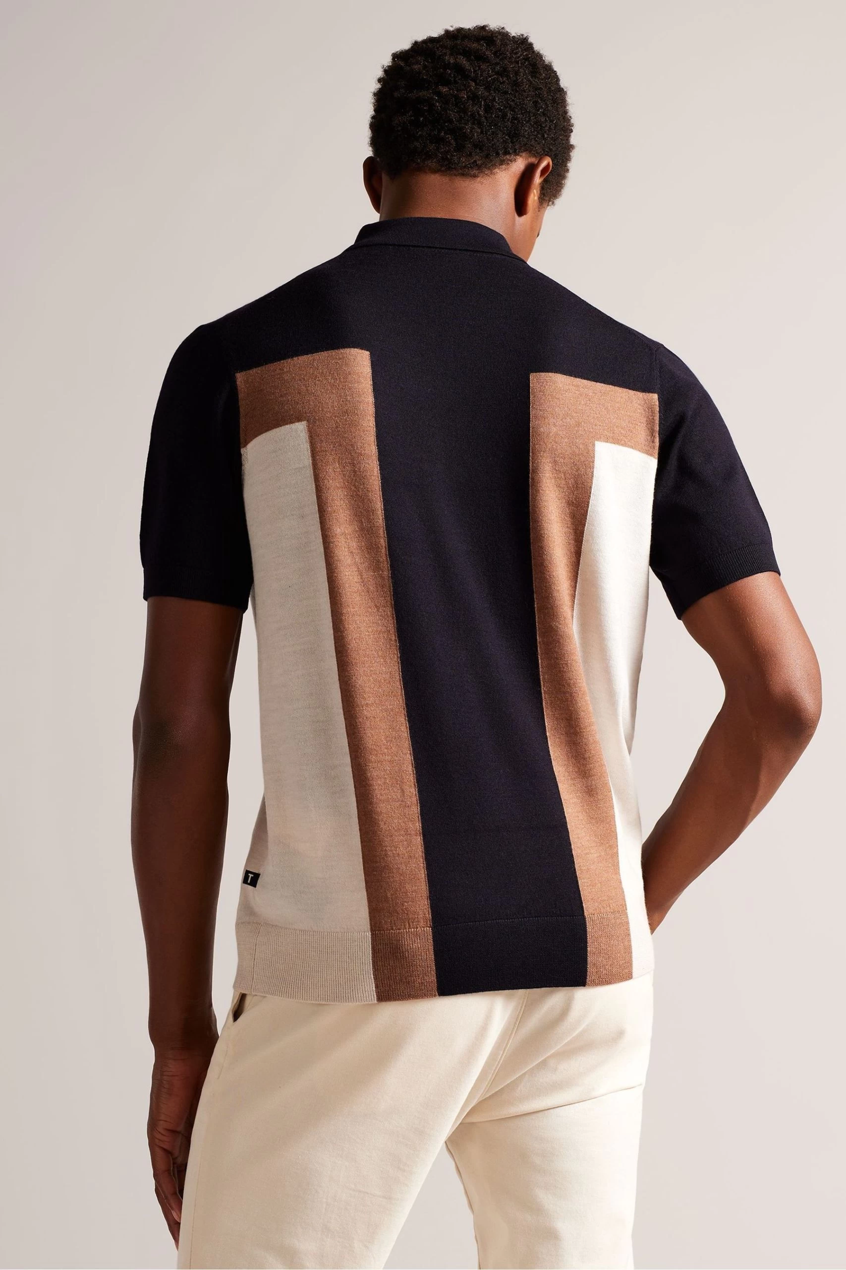 Ted Baker Blue Larbrot Short Sleeved Zip Neck Polo Shirt 4 Ted Baker Blue Larbrot Short Sleeved Zip Neck Polo Shirt - Image 2