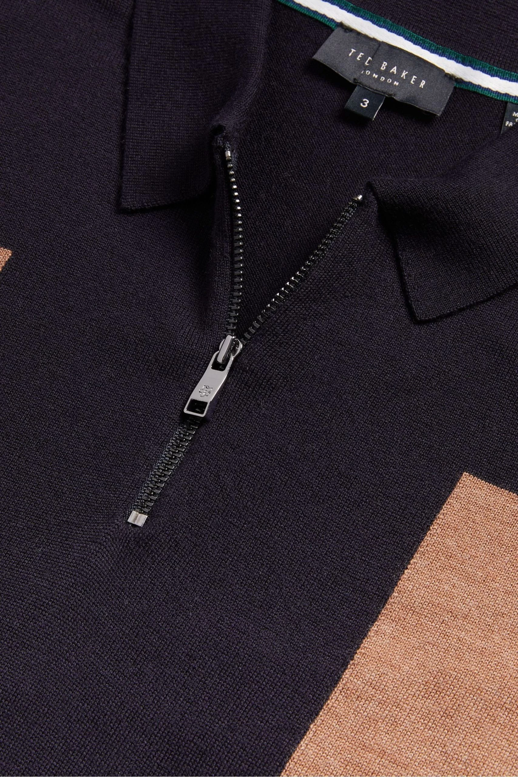 Ted Baker Blue Larbrot Short Sleeved Zip Neck Polo Shirt 7 Ted Baker Blue Larbrot Short Sleeved Zip Neck Polo Shirt - Image 5