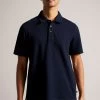 Ted Baker Blue Bute Short Sleeved Regular Fit Textured Polo 1 Ted Baker Blue Bute Short Sleeved Regular Fit Textured Polo -Ted Baker Shop U12250s