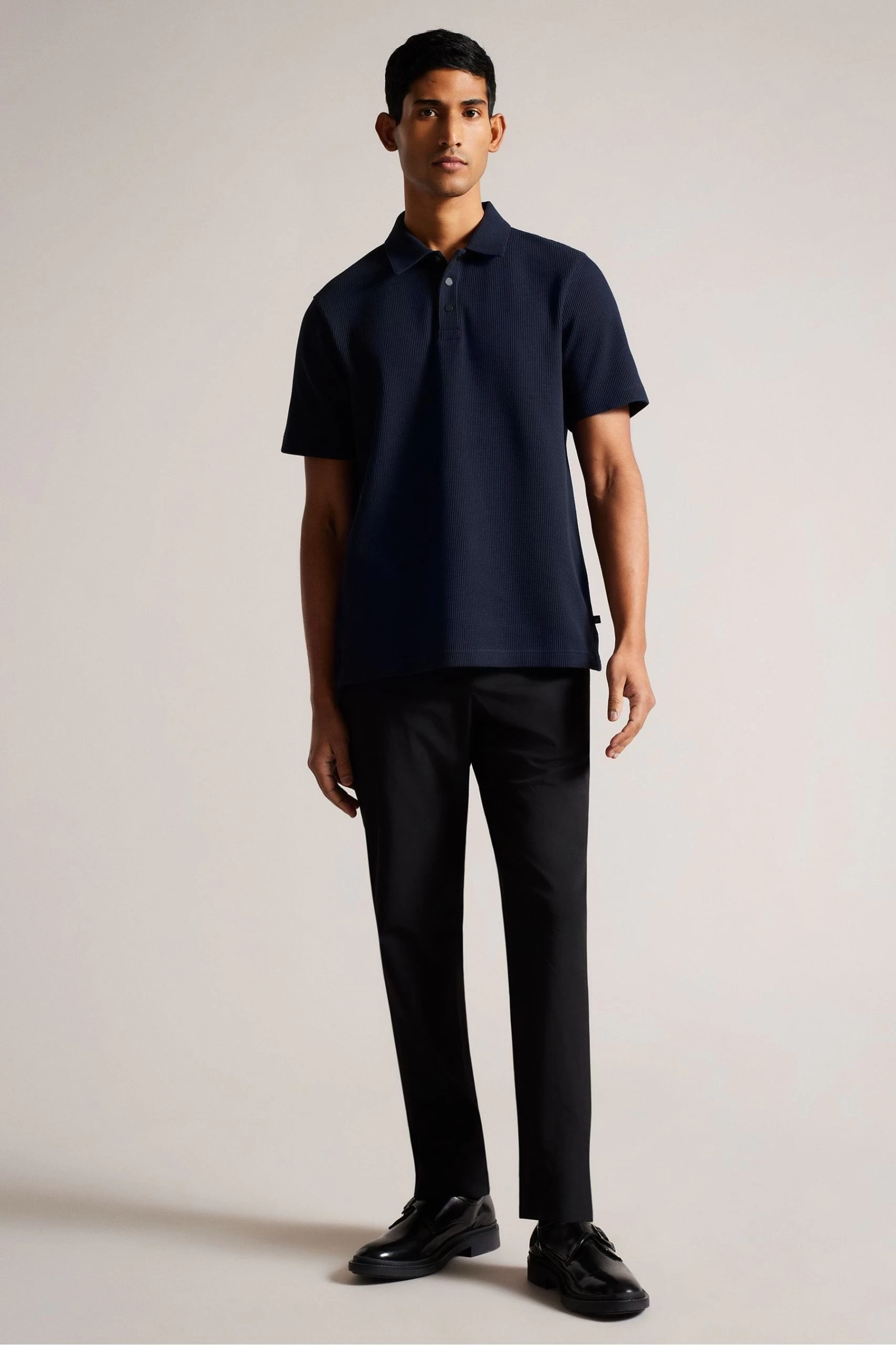 Ted Baker Blue Bute Short Sleeved Regular Fit Textured Polo 5 Ted Baker Blue Bute Short Sleeved Regular Fit Textured Polo - Image 3