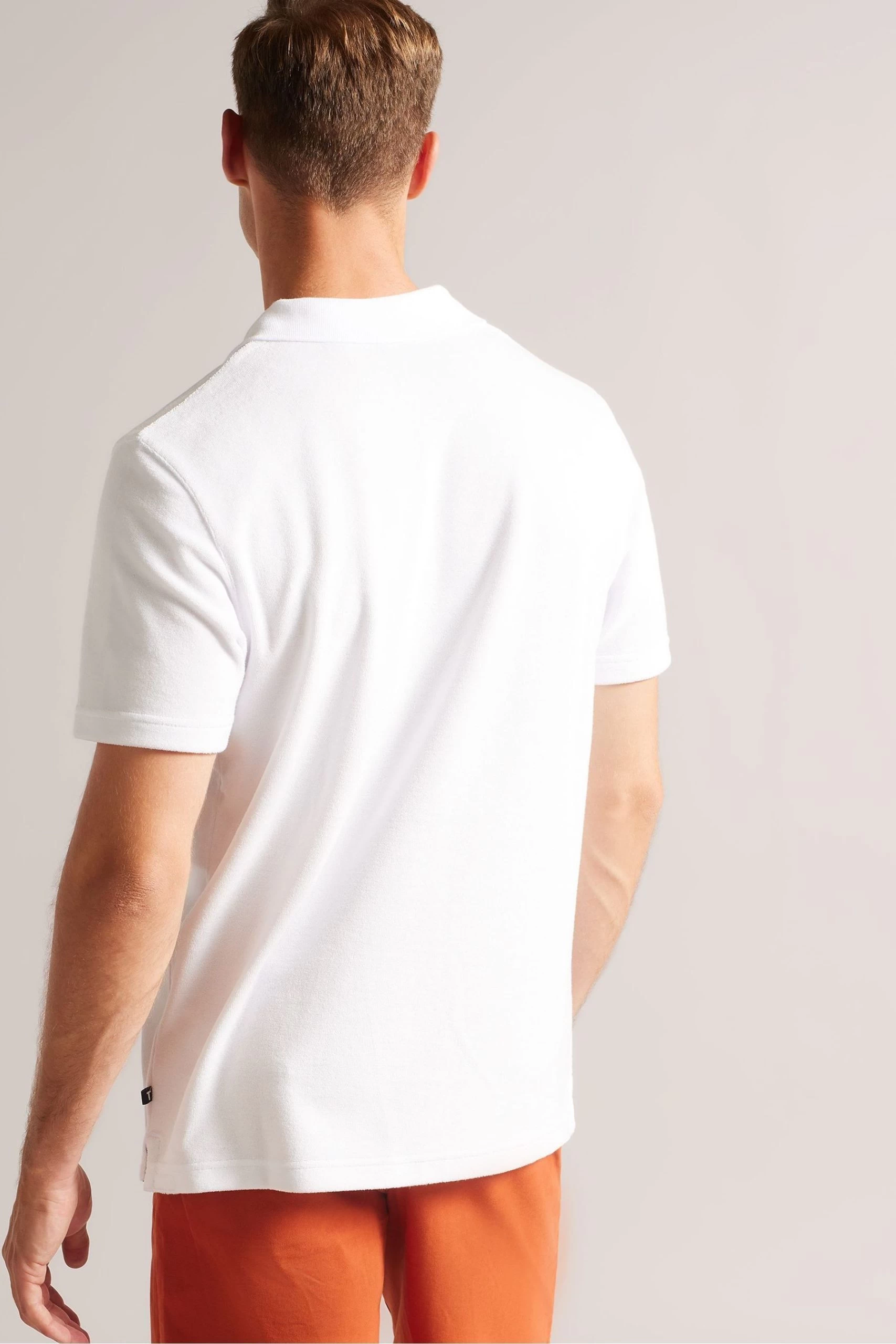 Ted Baker White Sndbank Short Sleeved Regular Fit Towelling Polo Shirt 4 Ted Baker White Sndbank Short Sleeved Regular Fit Towelling Polo Shirt - Image 2