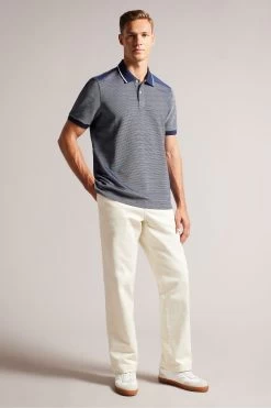 Ted Baker Blue Ellerby Short Sleeved Regular Striped Polo Shirt
