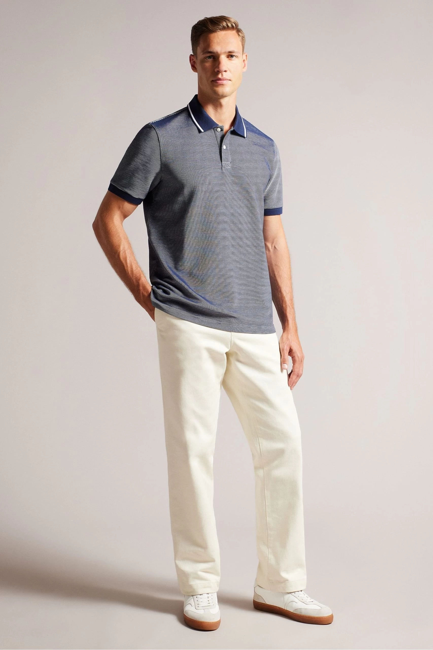 Ted Baker Blue Ellerby Short Sleeved Regular Striped Polo Shirt 3 Ted Baker Blue Ellerby Short Sleeved Regular Striped Polo Shirt