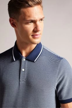 Ted Baker Blue Ellerby Short Sleeved Regular Striped Polo Shirt 8 Ted Baker Blue Ellerby Short Sleeved Regular Striped Polo Shirt -Ted Baker Shop U12252s3