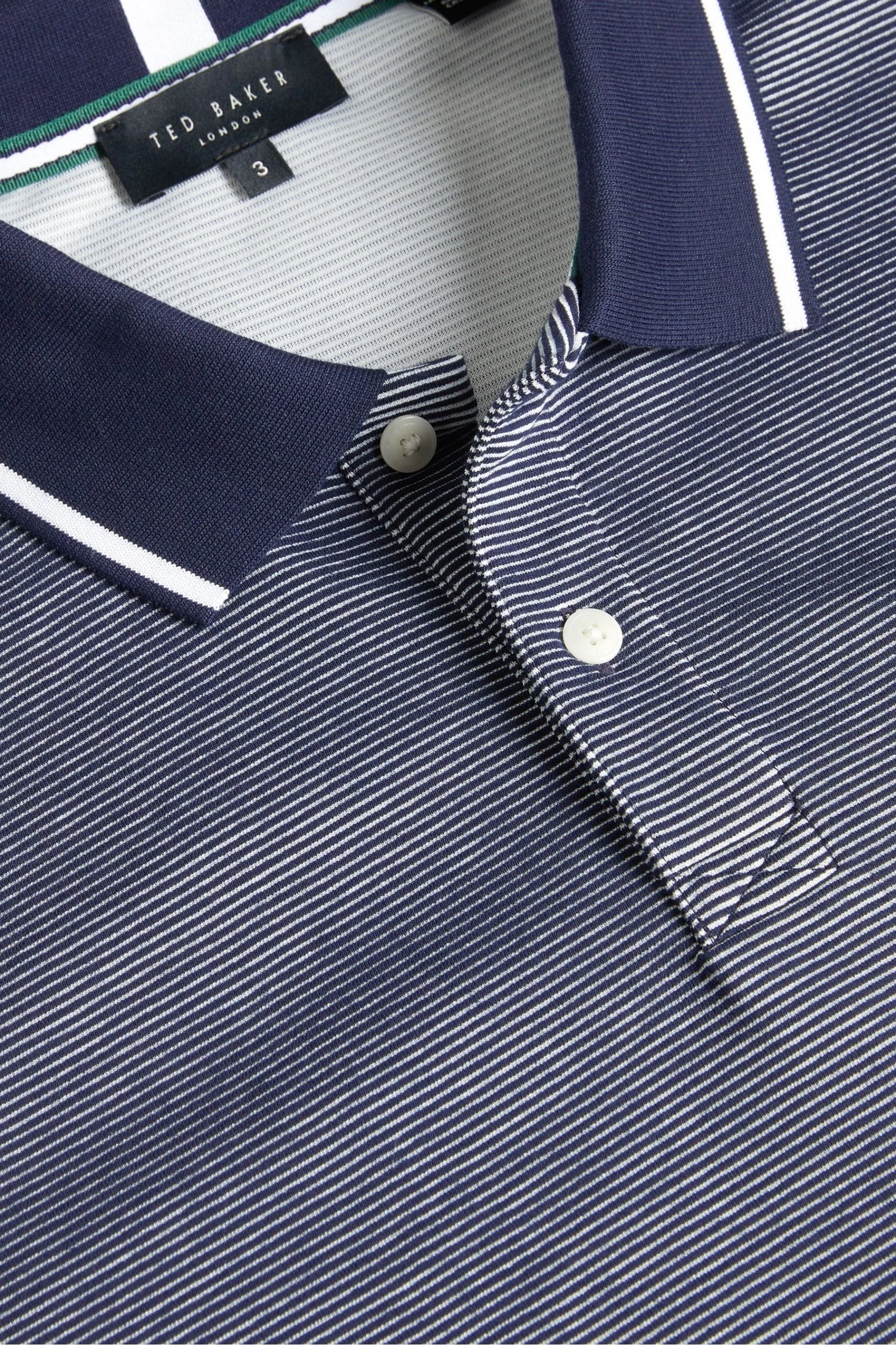 Ted Baker Blue Ellerby Short Sleeved Regular Striped Polo Shirt 6 Ted Baker Blue Ellerby Short Sleeved Regular Striped Polo Shirt - Image 4