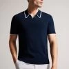 Ted Baker Blue Stortfo Short Sleeved Rayon Open Neck Polo Shirt -Ted Baker Shop U12259s