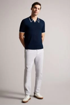 Ted Baker Blue Stortfo Short Sleeved Rayon Open Neck Polo Shirt -Ted Baker Shop U12259s3