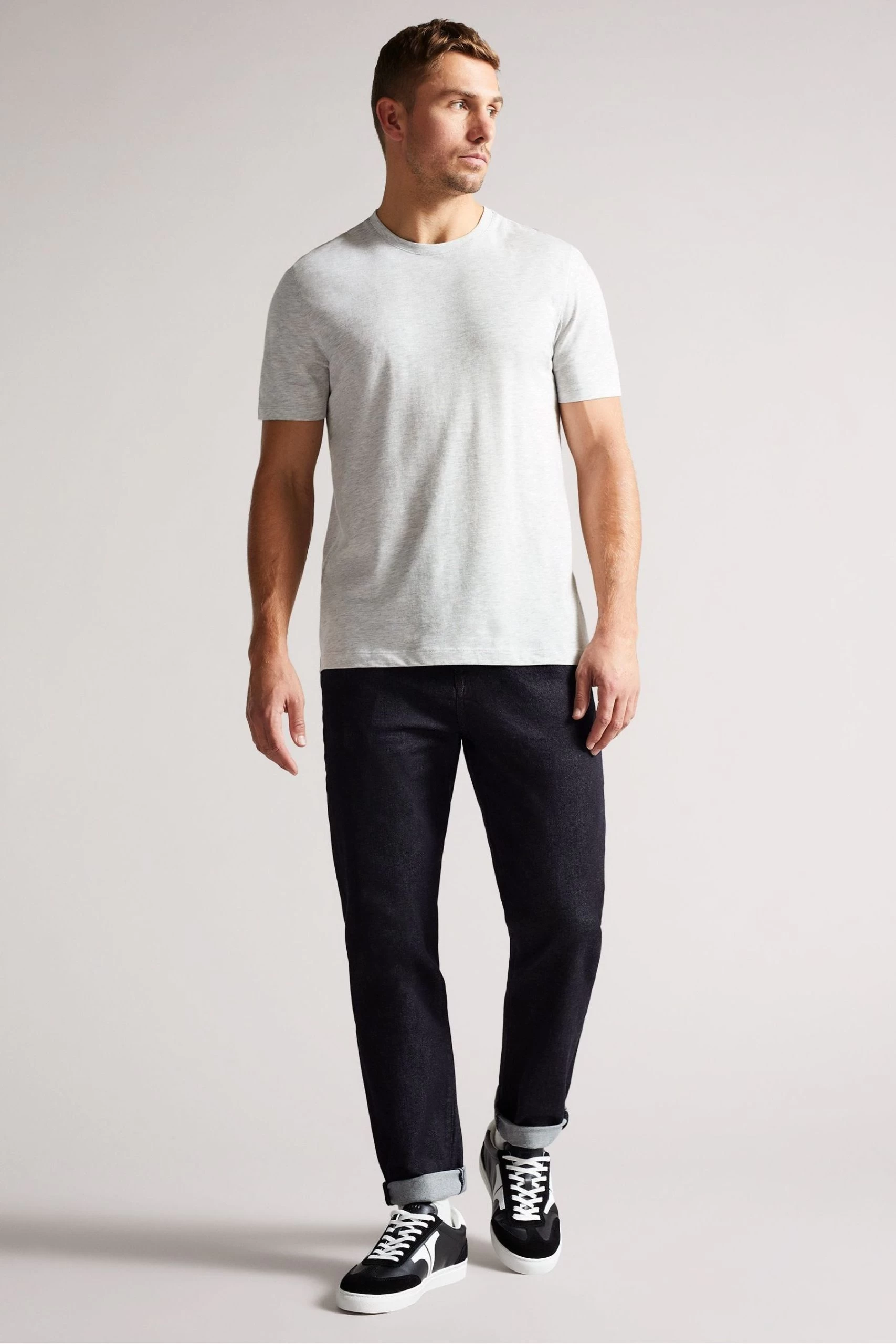Ted Baker Hawking Grey Marl Short Sleeve Plain T-Shirt 3 Ted Baker Hawking Grey Marl Short Sleeve Plain T-Shirt