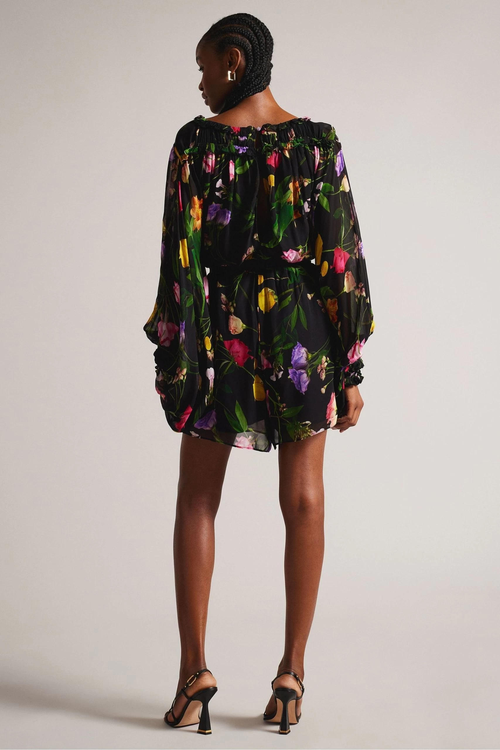 Ted Baker Brookii Black Ruffle Playsuit With Blouson Sleeves 4 Ted Baker Brookii Black Ruffle Playsuit With Blouson Sleeves - Image 2