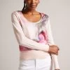Ted Baker Pink Lusindi Coral Woven Front V-Neck Sweater 2 Ted Baker Pink Lusindi Coral Woven Front V-Neck Sweater -Ted Baker Shop U29683s
