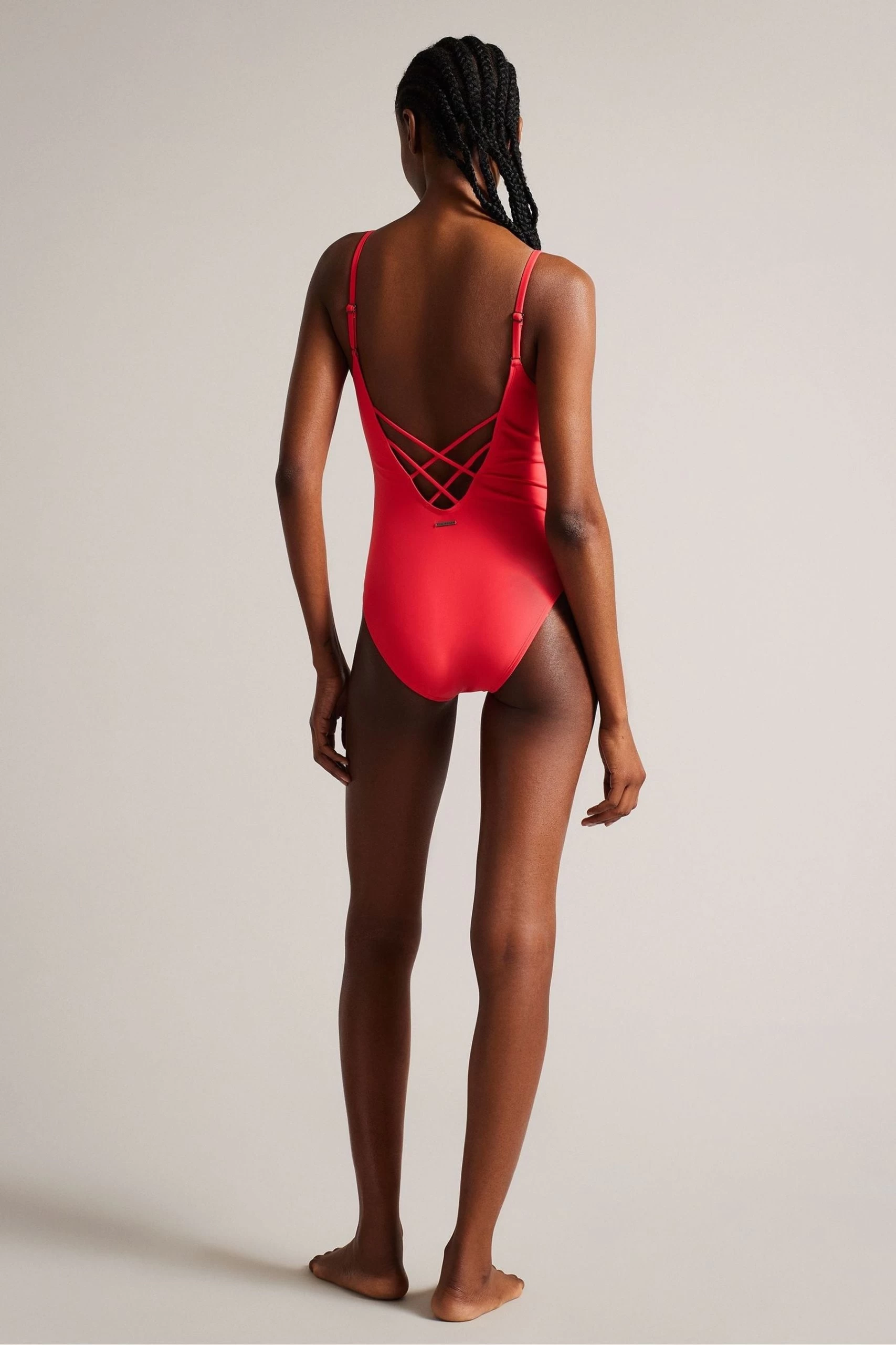 Ted Baker Coral Pink Neyome Plunge Swimming Costume 4 Ted Baker Coral Pink Neyome Plunge Swimming Costume - Image 2
