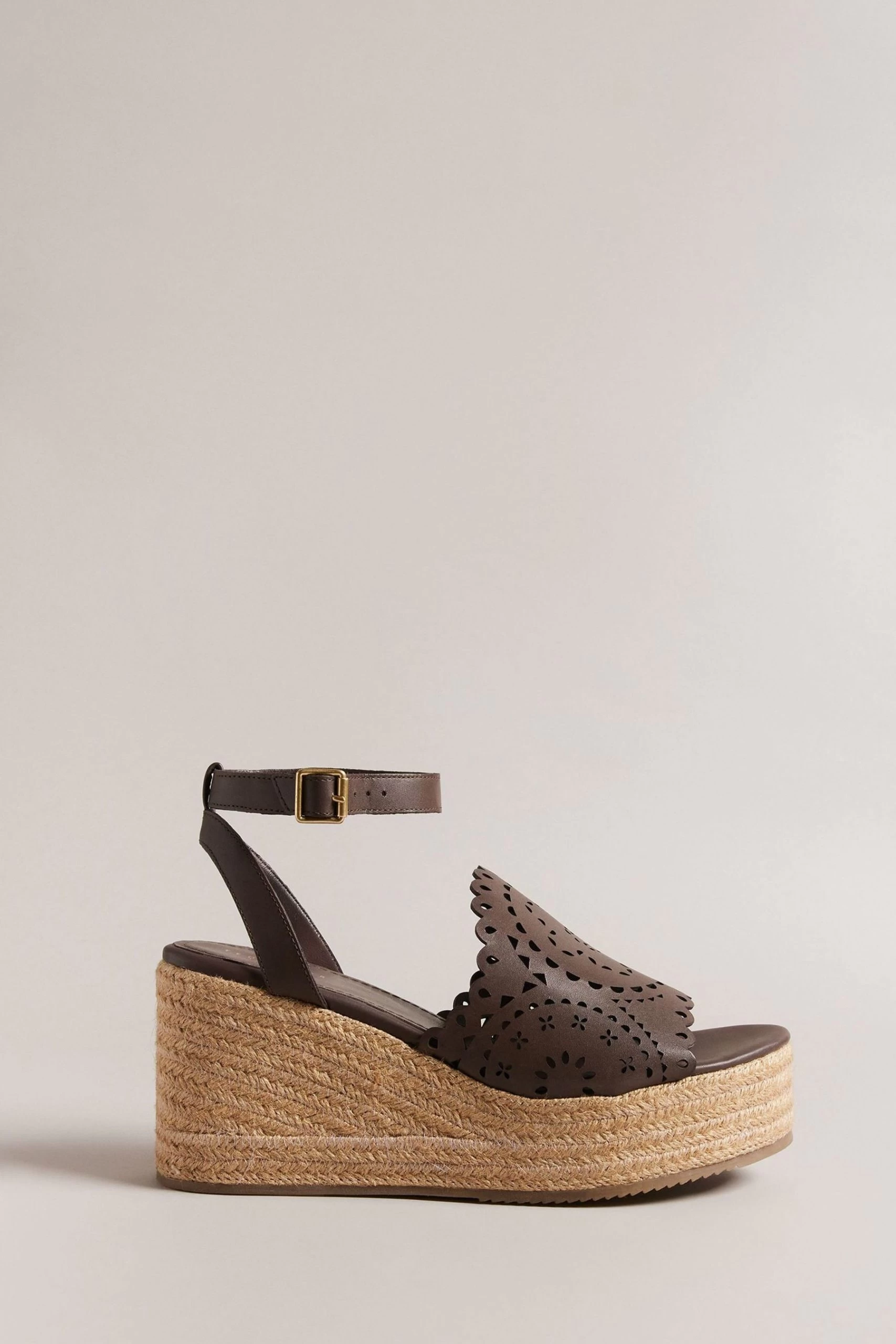 Ted Baker Pinky Brown Laser Cut Wedge Sandals 3 Ted Baker Pinky Brown Laser Cut Wedge Sandals
