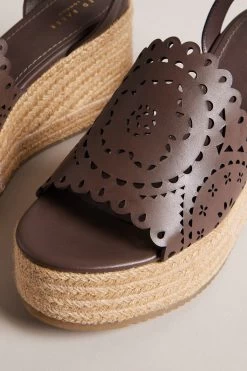 Ted Baker Pinky Brown Laser Cut Wedge Sandals 9 Ted Baker Pinky Brown Laser Cut Wedge Sandals -Ted Baker Shop U29686s3