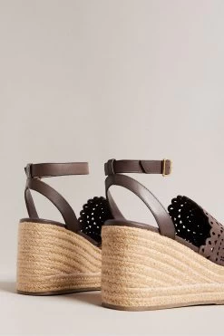 Ted Baker Pinky Brown Laser Cut Wedge Sandals 10 Ted Baker Pinky Brown Laser Cut Wedge Sandals -Ted Baker Shop U29686s4