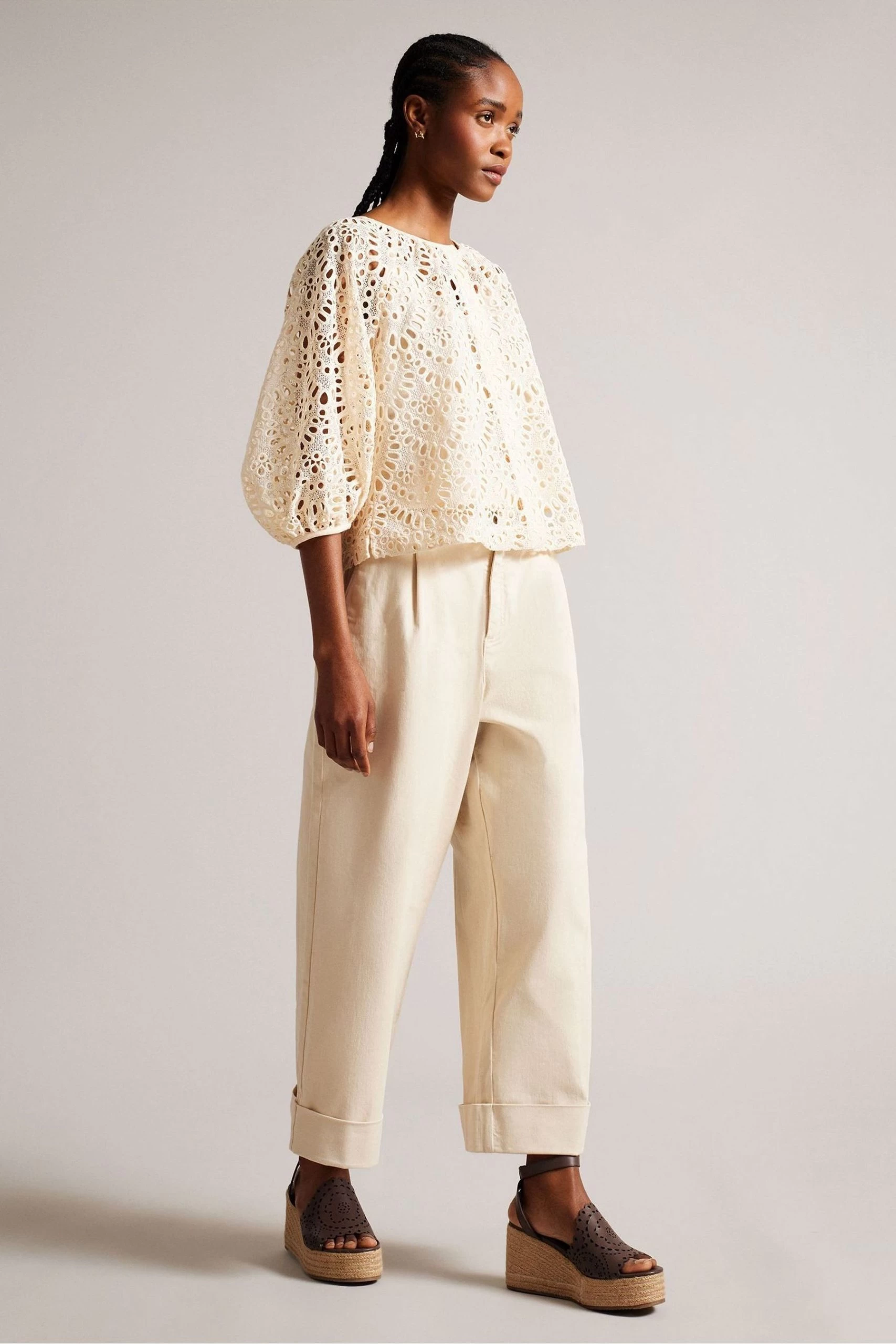 Ted Baker Pinky Brown Laser Cut Wedge Sandals 7 Ted Baker Pinky Brown Laser Cut Wedge Sandals - Image 5