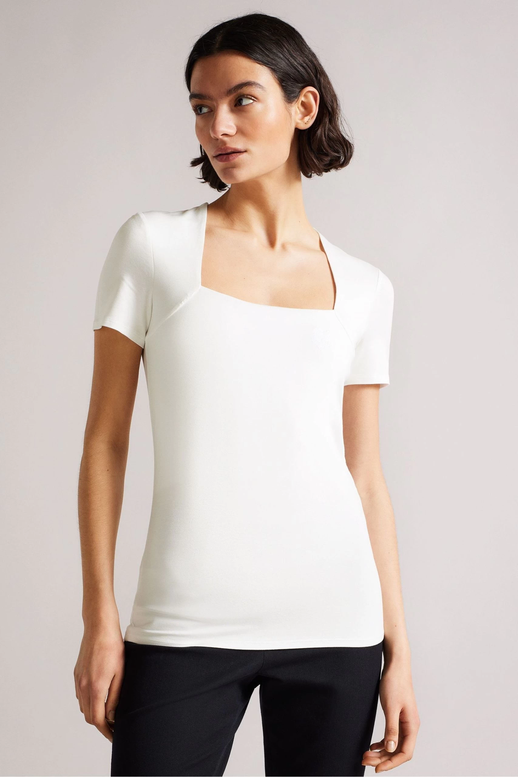 Ted Baker Gerbela White Square Neck Short Sleeve Top 3 Ted Baker Gerbela White Square Neck Short Sleeve Top