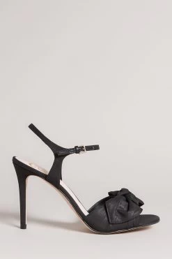 Ted Baker Heevia Black Moire Satin Bow 90Mm Heeled Sandals