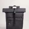 Ted Baker Clime Black Rubberised Rolltop Backpack -Ted Baker Shop U41521s