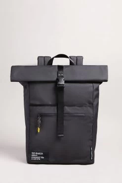 Ted Baker Clime Black Rubberised Rolltop Backpack