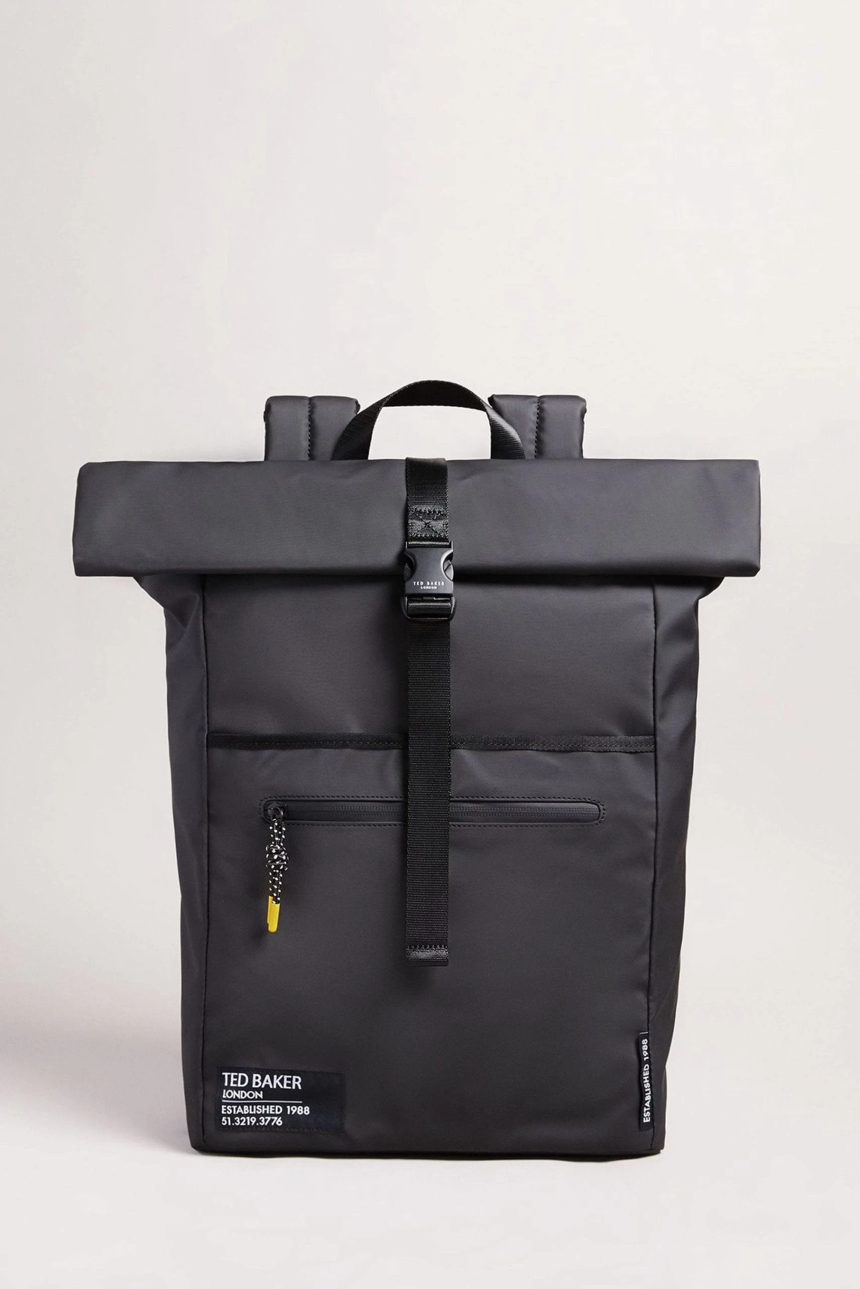 Ted Baker Clime Black Rubberised Rolltop Backpack 3 Ted Baker Clime Black Rubberised Rolltop Backpack