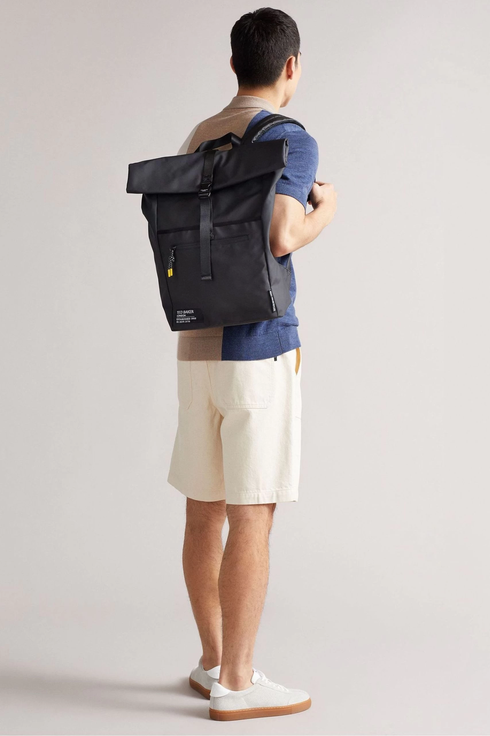 Ted Baker Clime Black Rubberised Rolltop Backpack 6 Ted Baker Clime Black Rubberised Rolltop Backpack - Image 4