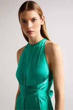 Ted Baker Green Mmilly Mid High Low Halter Dress With Integral Tie 9 Ted Baker Green Mmilly Mid High Low Halter Dress With Integral Tie -Ted Baker Shop U41614s3
